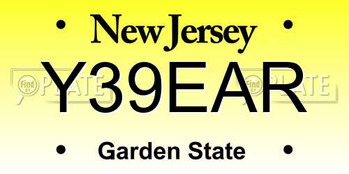 Y39EAR New Jersey License Plate