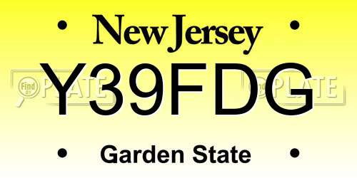 Y39FDG New Jersey License Plate
