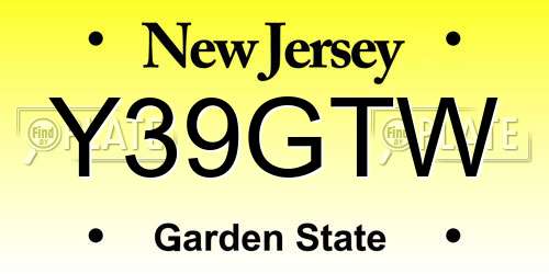 Y39GTW New Jersey License Plate
