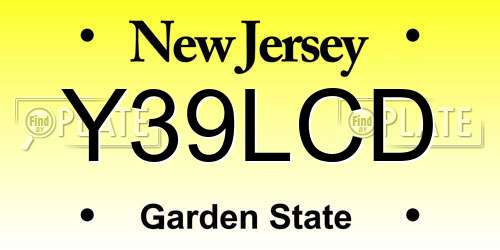Y39LCD New Jersey License Plate