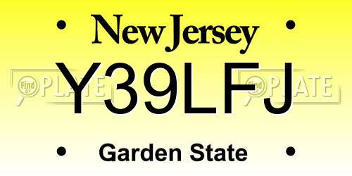 Y39LFJ New Jersey License Plate