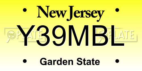 Y39MBL New Jersey License Plate