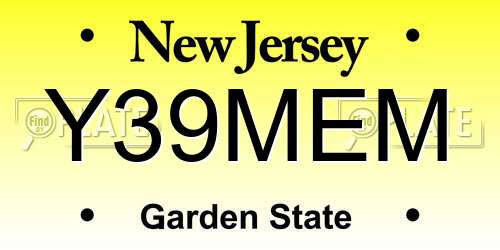 Y39MEM New Jersey License Plate