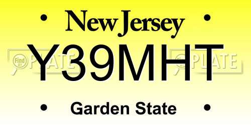 Y39MHT New Jersey License Plate