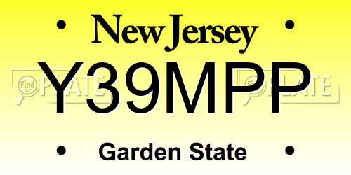 Y39MPP New Jersey License Plate