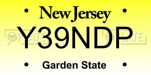 Y39NDP New Jersey License Plate
