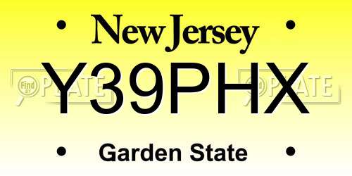 Y39PHX New Jersey License Plate