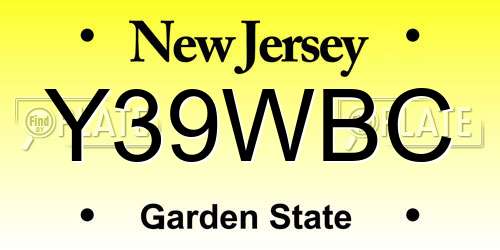 Y39WBC New Jersey License Plate