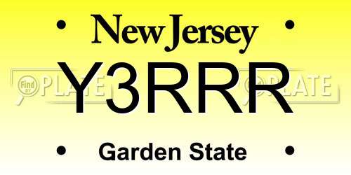 Y3RRR New Jersey License Plate