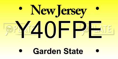 Y40FPE New Jersey License Plate