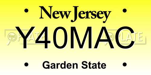 Y40MAC New Jersey License Plate