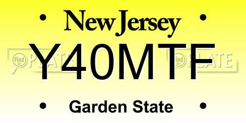 Y40MTF New Jersey License Plate