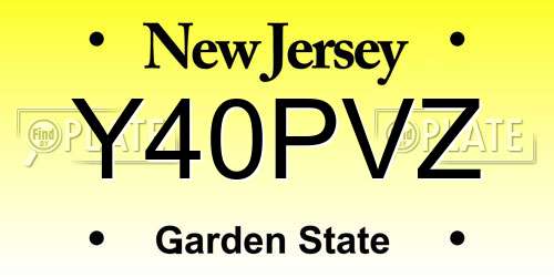Y40PVZ New Jersey License Plate
