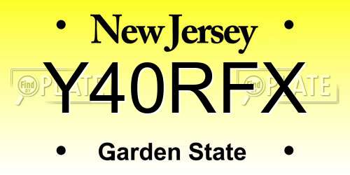 Y40RFX New Jersey License Plate