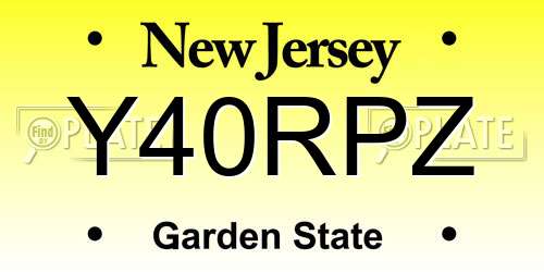 Y40RPZ New Jersey License Plate