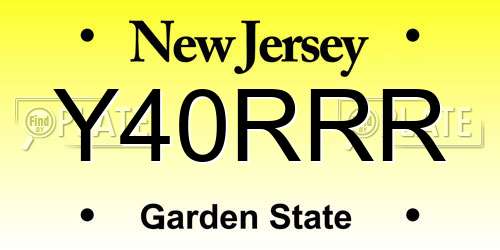 Y40RRR New Jersey License Plate