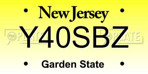 Y40SBZ New Jersey License Plate