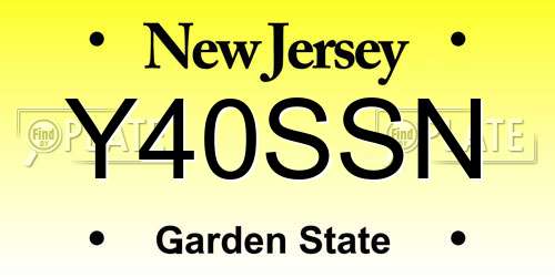 Y40SSN New Jersey License Plate