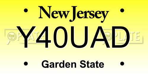 Y40UAD New Jersey License Plate