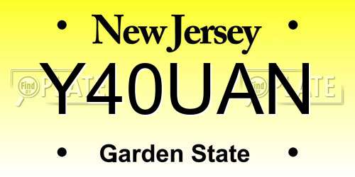 Y40UAN New Jersey License Plate