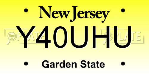 Y40UHU New Jersey License Plate