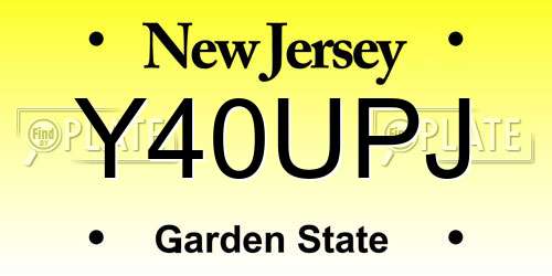 Y40UPJ New Jersey License Plate