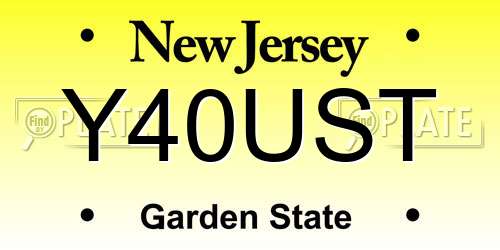 Y40UST New Jersey License Plate