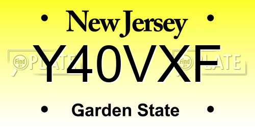 Y40VXF New Jersey License Plate