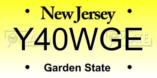 Y40WGE New Jersey License Plate
