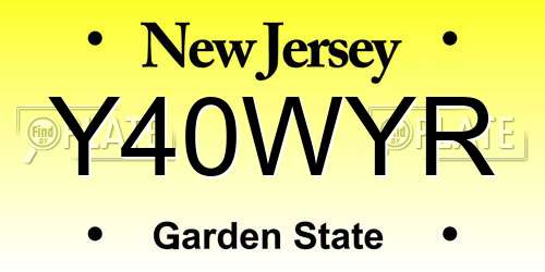 Y40WYR New Jersey License Plate