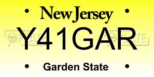 Y41GAR New Jersey License Plate
