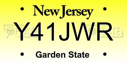 Y41JWR New Jersey License Plate
