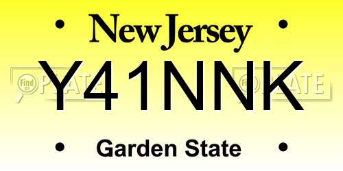 Y41NNK New Jersey License Plate