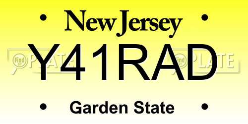 Y41RAD New Jersey License Plate