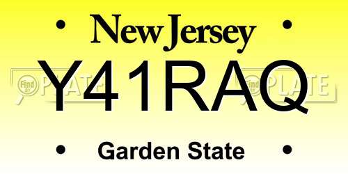 Y41RAQ New Jersey License Plate