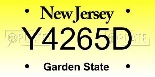 Y4265D New Jersey License Plate