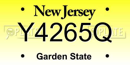 Y4265Q New Jersey License Plate