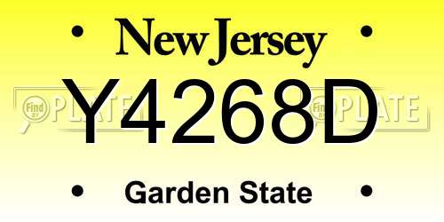 Y4268D New Jersey License Plate