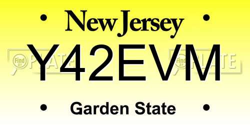 Y42EVM New Jersey License Plate
