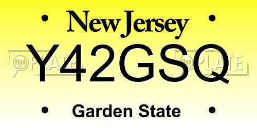 Y42GSQ New Jersey License Plate