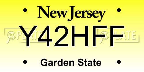 Y42HFF New Jersey License Plate