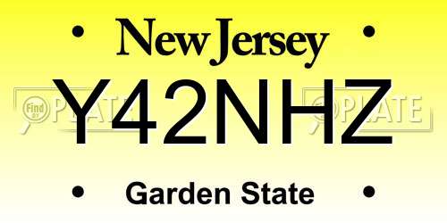 Y42NHZ New Jersey License Plate