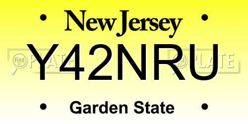 Y42NRU New Jersey License Plate