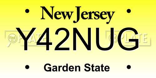 Y42NUG New Jersey License Plate
