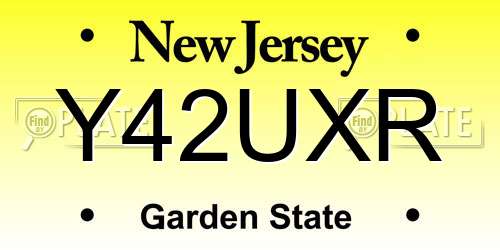 Y42UXR New Jersey License Plate