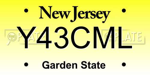 Y43CML New Jersey License Plate