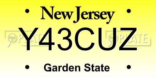 Y43CUZ New Jersey License Plate