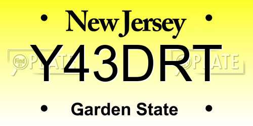 Y43DRT New Jersey License Plate