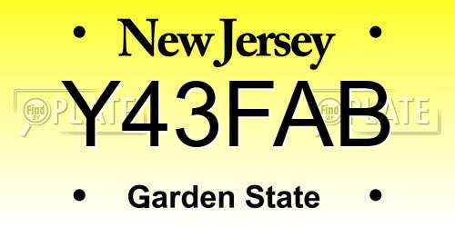 Y43FAB New Jersey License Plate