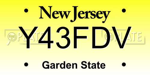 Y43FDV New Jersey License Plate
